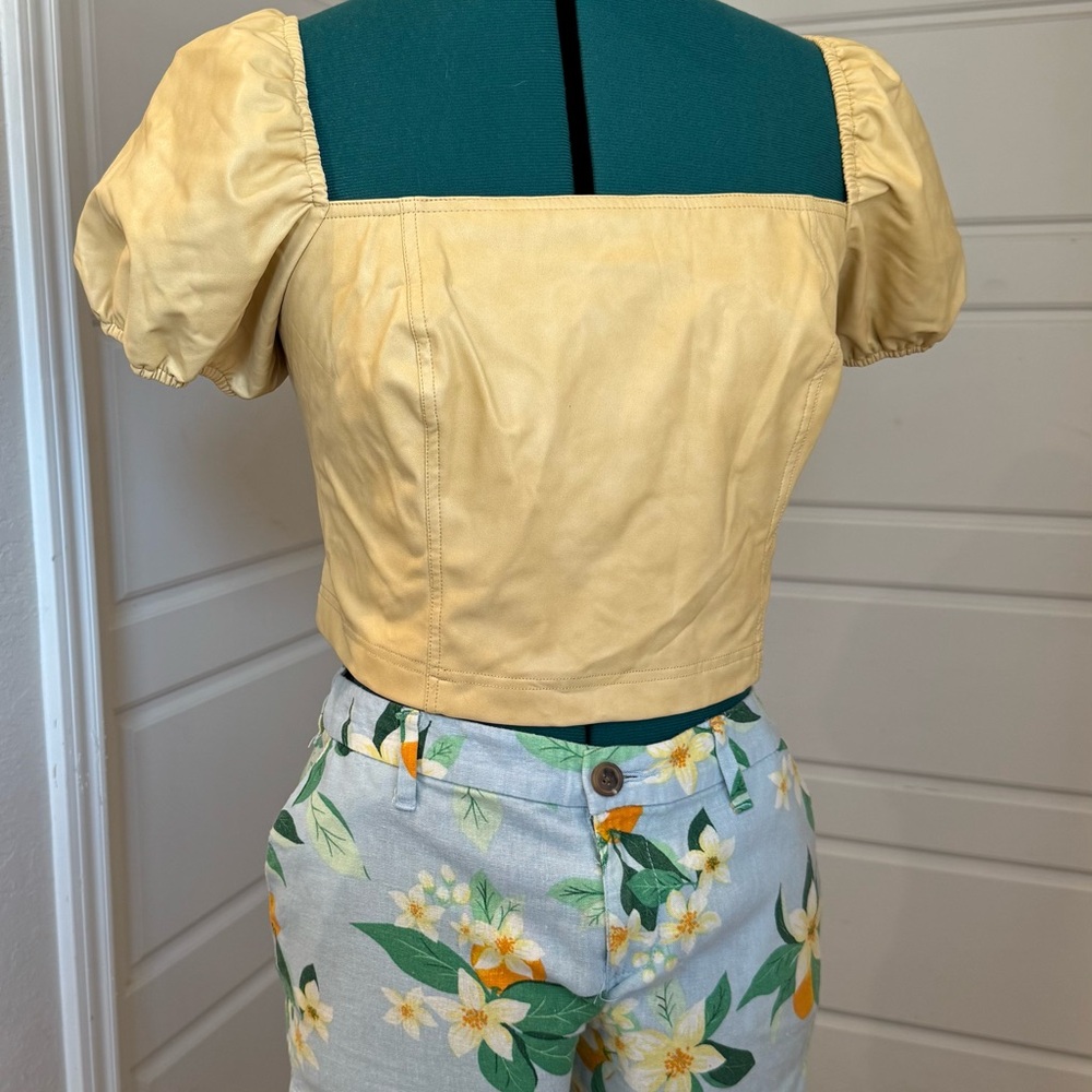 7 For All Mankind Yellow Puff Sleeve Blouse